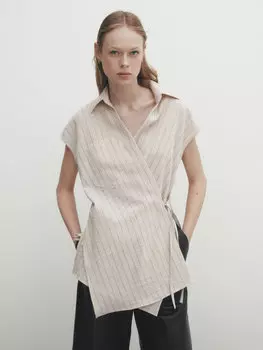 Жилет в пижамной полоске Massimo Dutti, бежевый