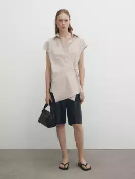 Жилет в пижамном стиле в полоску Massimo Dutti, бежевый