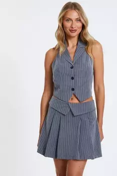 Жилет в серую полоску с халтернеем QUIZ Clothing