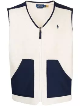 Жилет в стиле колор-блок с вышивкой Polo Pony Polo Ralph Lauren, бежевый