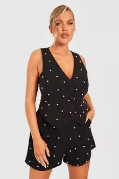 Жилет в строгом стиле Plus с жемчугом boohoo, черный