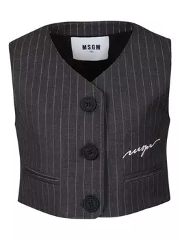 Жилет в тонкую полоску от MSGM Kids, серый