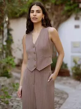 Жилет в тонкую полоску Yumi, коричневый