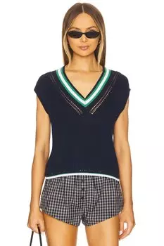 Жилет Wendy varsity с вязкой крючком и V-образным вырезом 525, dark blue multi