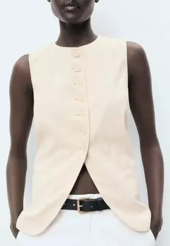 Жилет WITH BUTTONS Mango, бежевый