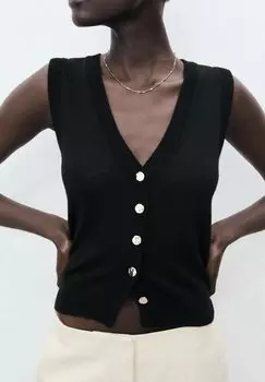 Жилет WITH BUTTONS Mango, черный