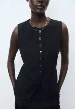 Жилет WITH BUTTONS Mango, черный