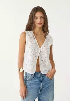 Жилет WITH EMBROIDERY Stradivarius, белый