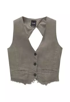 Жилет WITH FRAYED HEM PULL&BEAR, серый