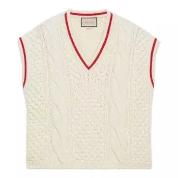 Жилет wool cable knit vest 'ivory ' Gucci, белый