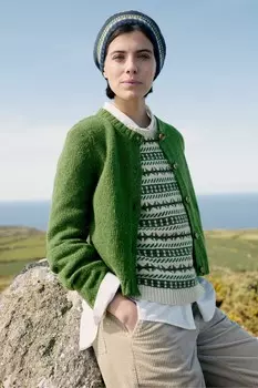 Жилет вязаный с узором «фейри айл» в стиле лимонного крыльца Seasalt Cornwall, зеленый