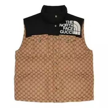 Жилет x the north face gg padded vest 'beige ebony black' Gucci, бежевый
