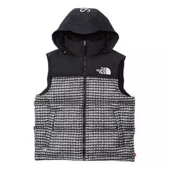 Жилет x the north face studded nuptse vest 'black white' Supreme, черный