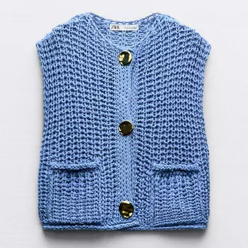 Жилет Zara Chunky Knit, голубой