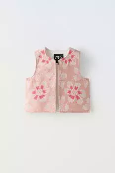 Жилет Zara Floral Cross Stitch, розовый