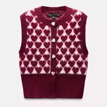 Жилет Zara Jacquard Knit With Hearts, мультиколор