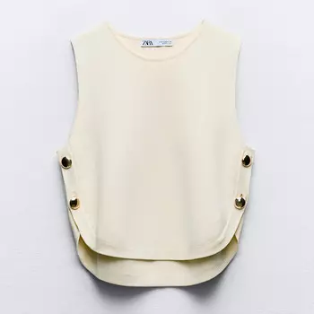 Жилет Zara Knit With Side Buttons, экрю