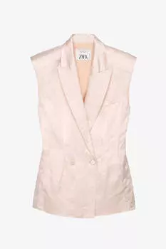 Жилет Zara Oversize Linen - Limited Edition, пыльно-розовый