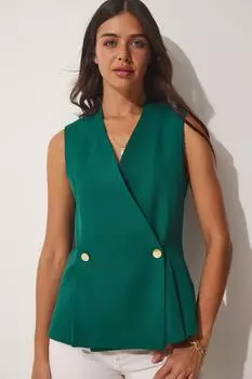 Жилет - Зеленый - Базовый Happiness stanbul, зеленый
