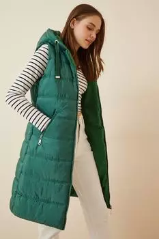 Жилет - Зеленый - Пуховик Happiness stanbul, зеленый