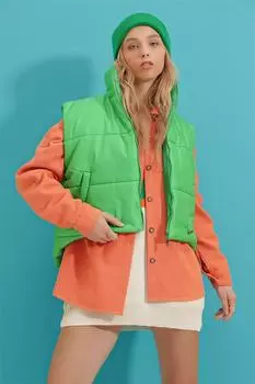 Жилет - Зеленый - Пуховик Trend Alaat Stili, зеленый