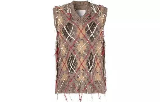 Жилет женский Maison Margiela с внешними нитками, коричневый