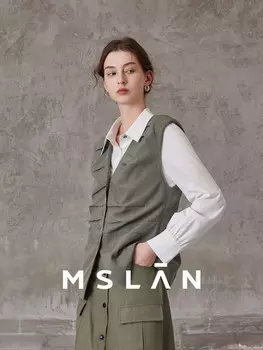 Жилет женский MSlan 2024 с V-образным вырезом, хаки