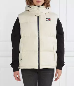 Жилет женский Tommy Jeans пуховый с капюшоном, бежевый