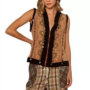 Жилет-жилет Freya с отделкой из флиса и вышивкой на молнии цвета «горелый топаз» POL, цвет burnt topaz