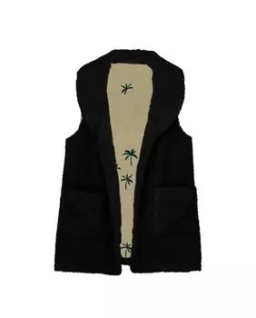 Жилетка из черного мутона для девочки с карманами Mishti, черный