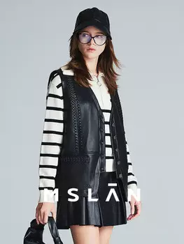 Жилетка кожаная MSlan, черный