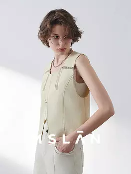 Жилетка Mslan с круглым вырезом, миндальный