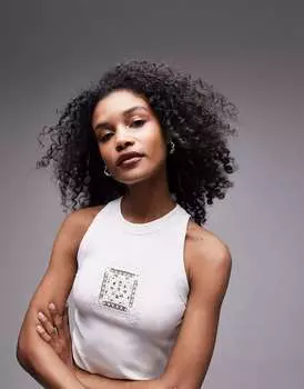 Жилетка Topshop с вышивкой крючком цвета экрю