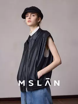 Жилетка женская Mslan кожаная, черный