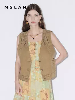 Жилетка женская Mslan с V-образным вырезом, бежевый