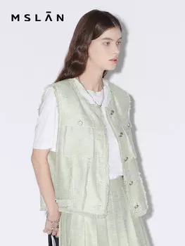 Жилетка женская Mslan твидовая, зеленый