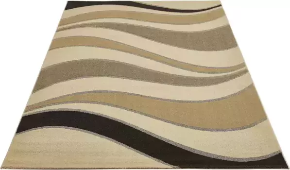 Живой ковер LUXOR "Castell 1", прямоугольный, короткий ворс, современный волнистый дизайн, гостиная LUXOR living 60х110 см, бежевый/коричневый