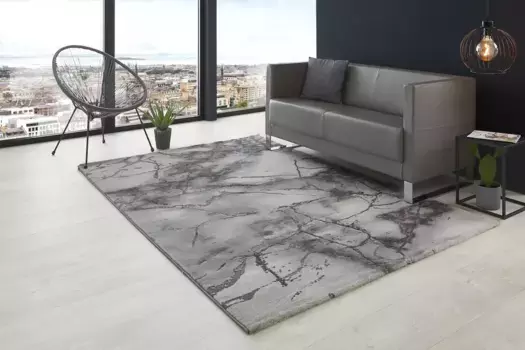 Живой ковер LUXOR "Феникс", прямоугольный, современный дизайн под мрамор, эффект high-low, имитация шелка, гостиная LUXOR living 120х170 см, серый