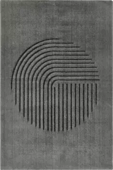 Живой ковер LUXOR "Эдмонтон", прямоугольный, современный дизайн, мотив круга, эффект "высокий-низкий", мягкий ворс LUXOR living 80х150 см, серый