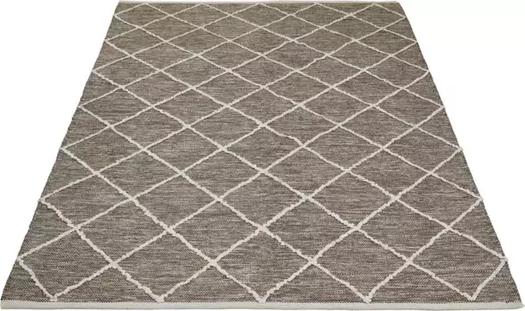 Живой ковер LUXOR "Pantin", прямоугольный, ручная работа, плоское переплетение, чистый хлопок, ручная работа, ромбовидный узор LUXOR living 70х140 см, коричневый