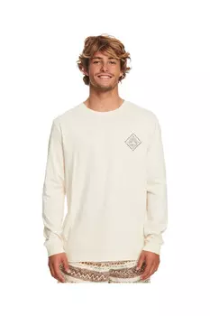 Живописный вид — мужская футболка с длинным рукавом Quiksilver, бежевый