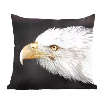 Животные MuchoWow - крупный план орла на черном фоне - 60х60 см - чехол на подушку - хлопчатобумажная ткань - декоративные чехлы на подушки