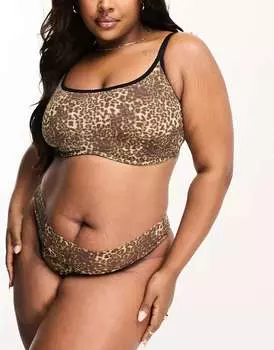 Животные стринги из чистой сетки с высокой талией ASOS DESIGN Curve Maddy