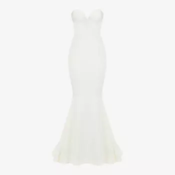 Жизель атласное свадебное платье без бретелек House Of Cb, белый