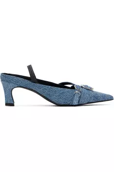 Жоан босоножки на ретро-каблуке Justine Clenquet, синий