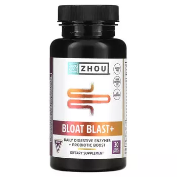 Zhou Nutrition, Bloat Blast +, 30 веганских капсул