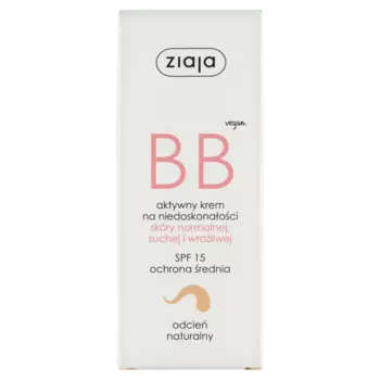 Ziaja BB активный крем для лица против несовершенств для нормальной и сухой кожи SPF15 натуральный, 50 мл
