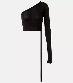 Зигги топ кроп с одним плечом Rick Owens, черный