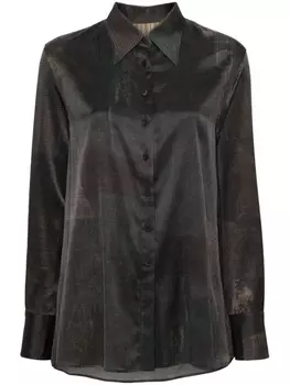 Ziggy Chen атласная рубашка с абстрактным принтом, серый