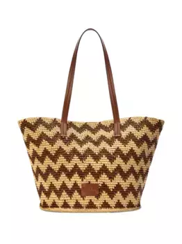Зигзагообразная соломенная сумка-тоут Missoni, нейтральный